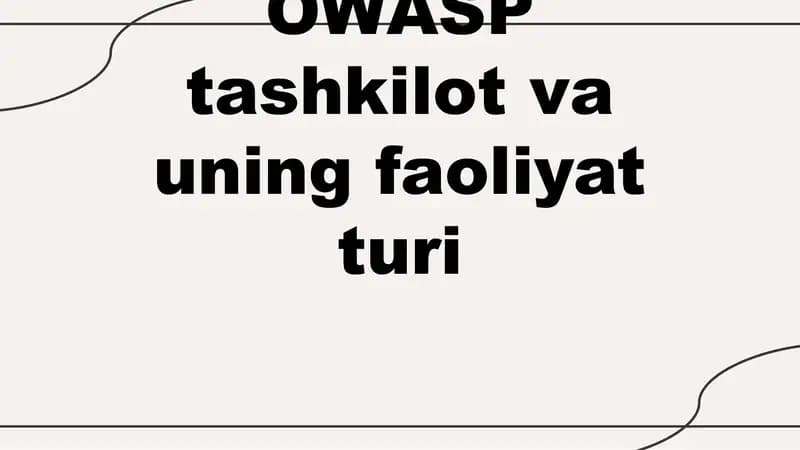 OWASP tashkilot va uning faoliyat turi