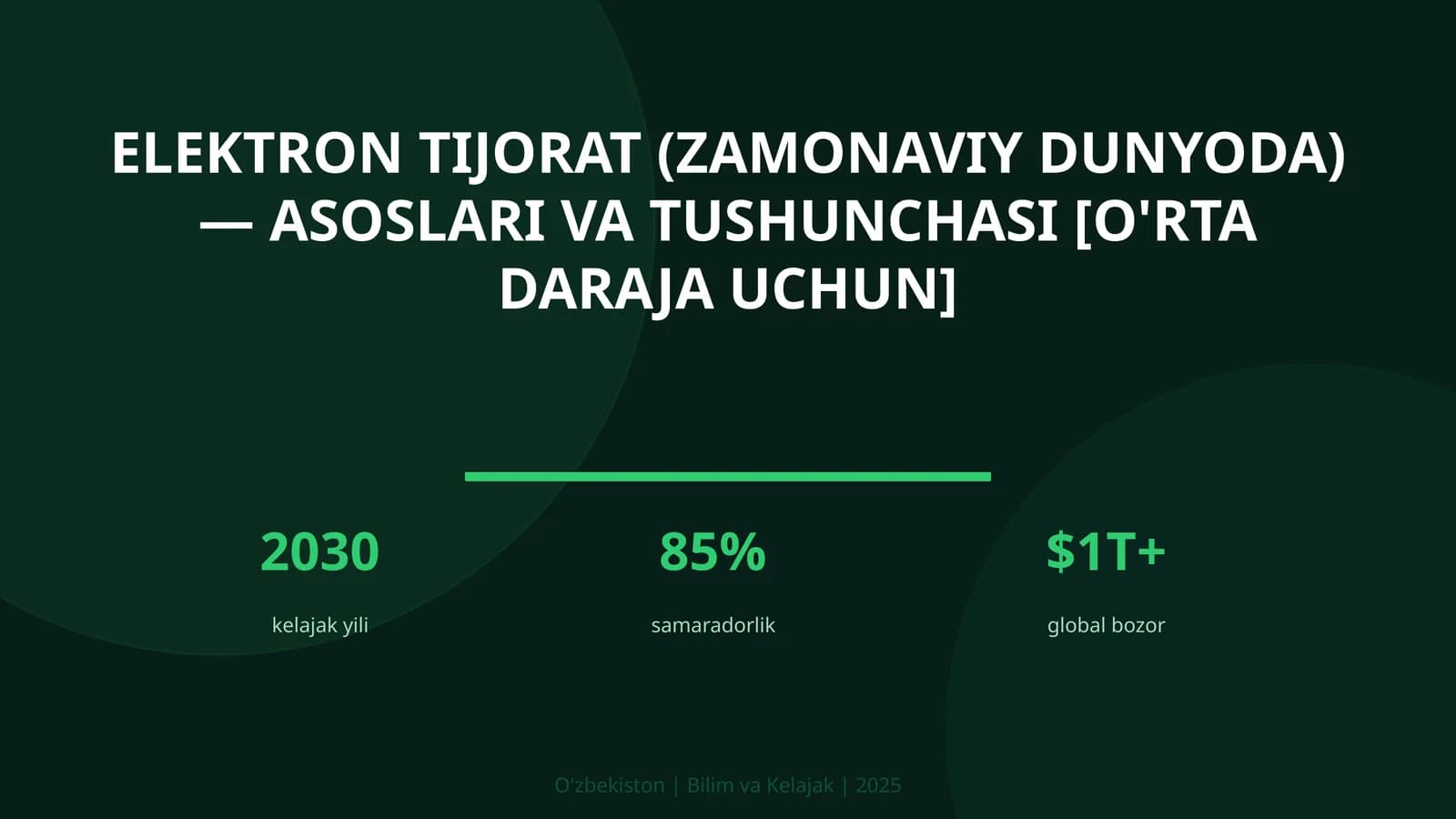 Elektron tijorat (zamonaviy dunyoda) — asoslari va tushunchasi [o'rta daraja uchun]