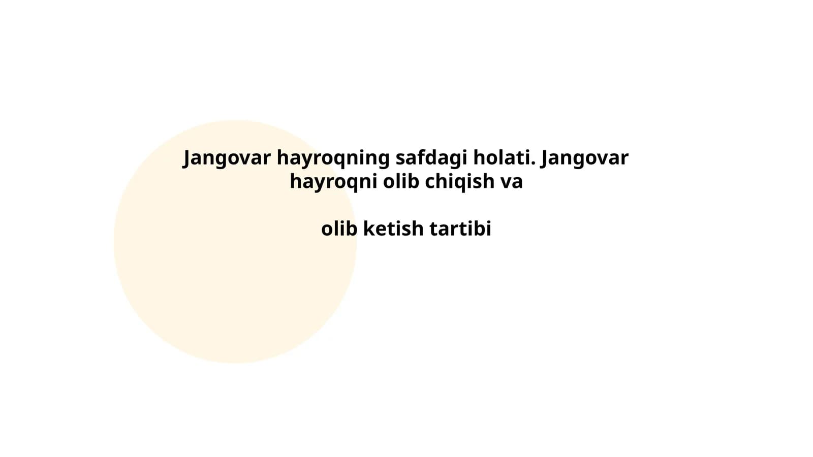 Jangovar hayroqning safdagi holati. Jangovar hayroqni olib chiqish va olib ketish tartibi