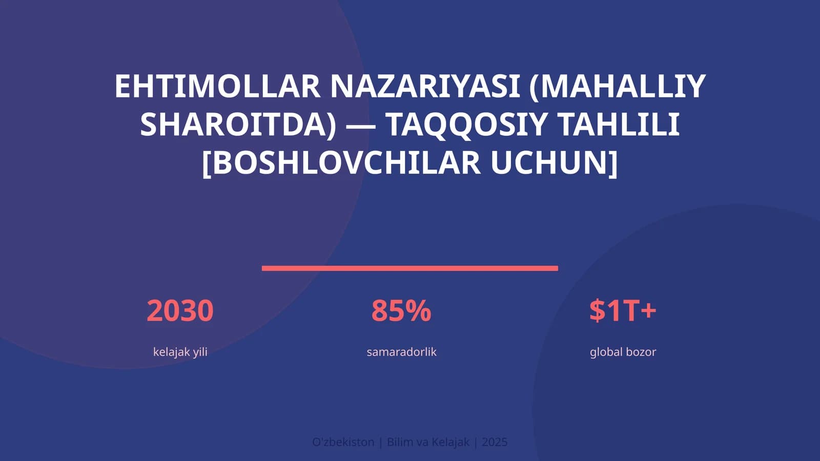 Ehtimollar nazariyasi (mahalliy sharoitda) — taqqosiy tahlili [boshlovchilar uchun]