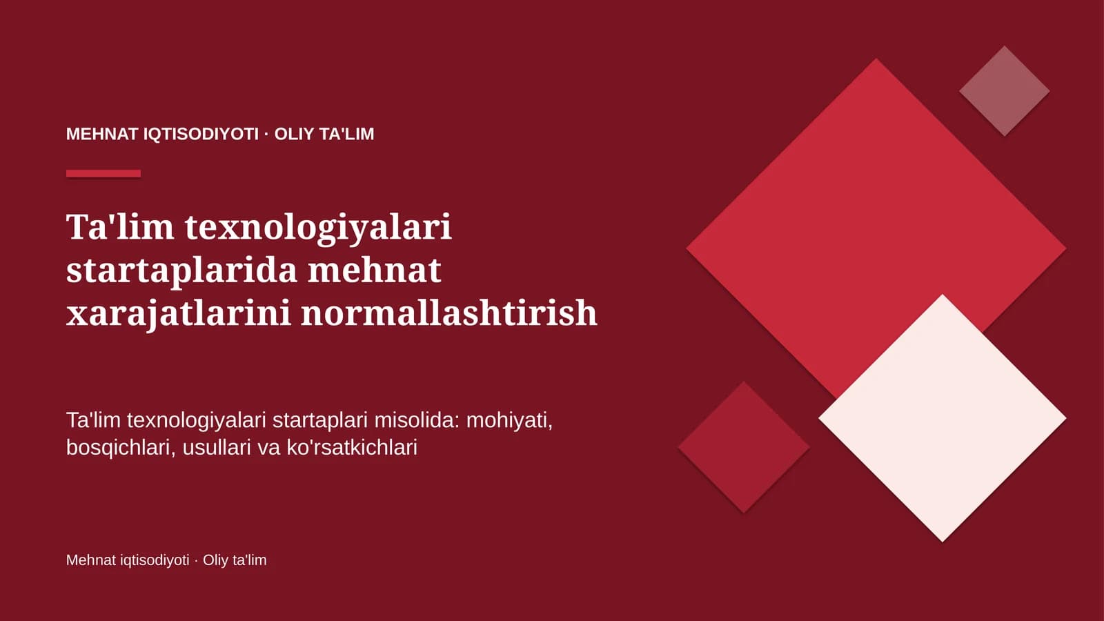 ta'lim texnologiyalari startaplarida mehnat xarajatlarini normallashtirish 5939