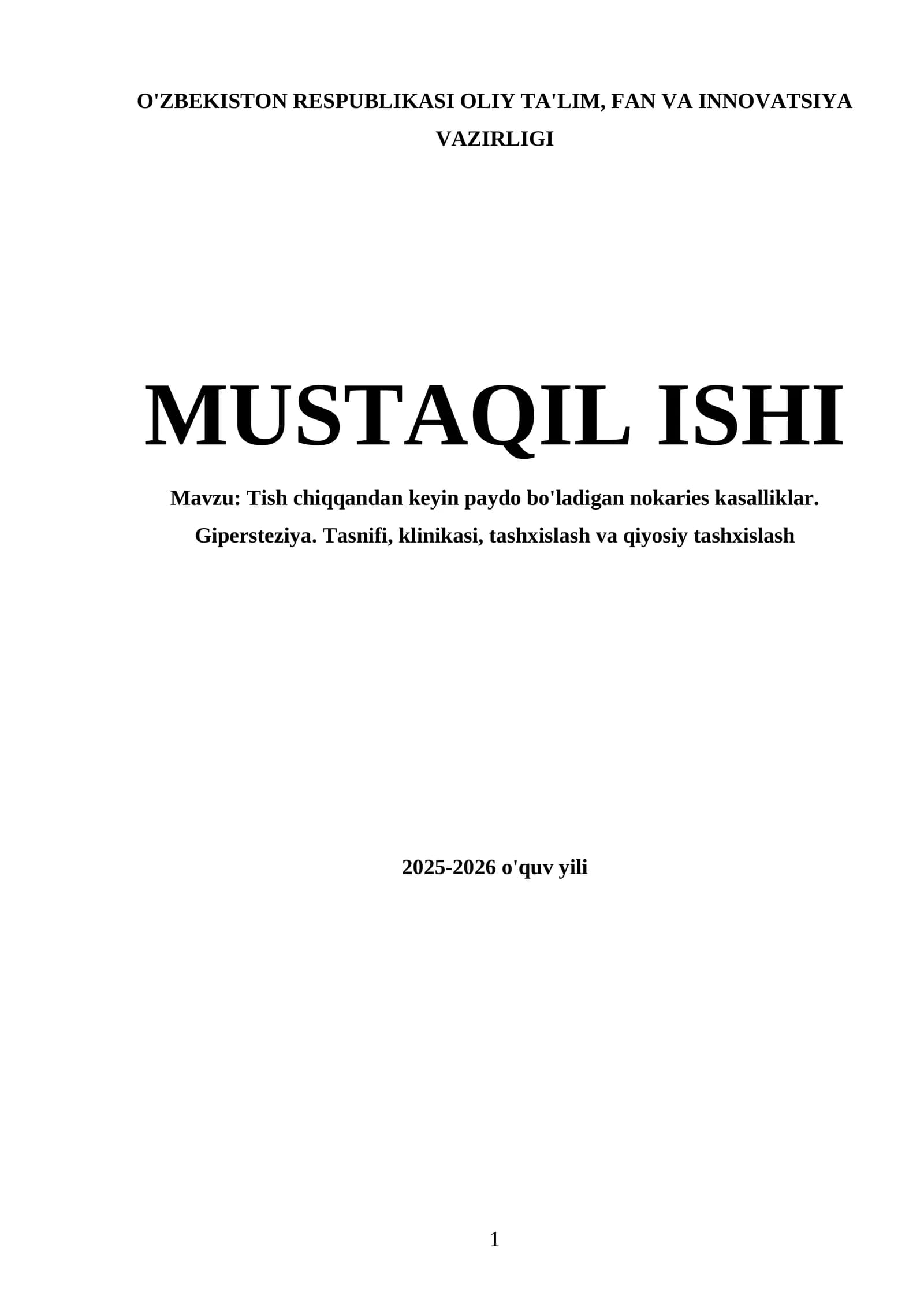 Tish chiqqandan keyin paydo bo'ladigan nokaries kasalliklar