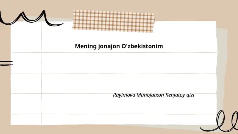 Mening jonajon O'zbekistonim