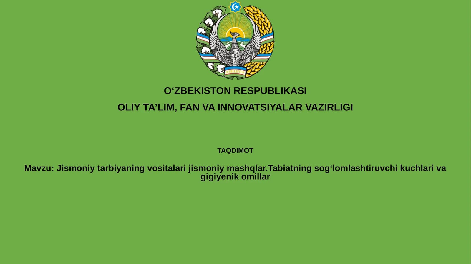 Jismoniy tarbiyaning vositalari va mashqlari