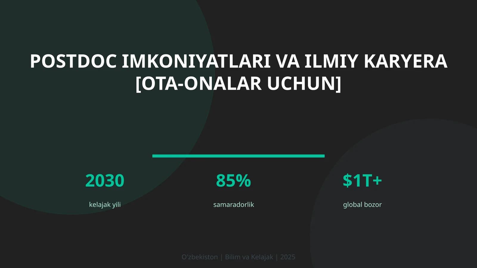 Postdoc imkoniyatlari va ilmiy karyera [OTA-ONALAR UCHUN]