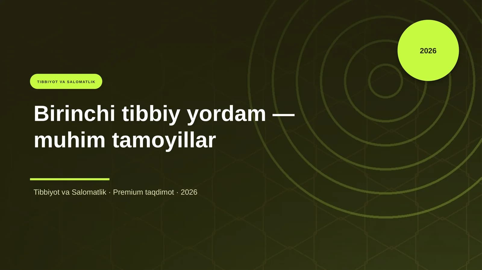 Birinchi tibbiy yordam — muhim tamoyillar