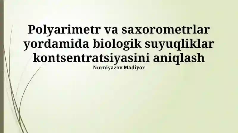 Polarimetriya va Saxarimetriya Asoslari
