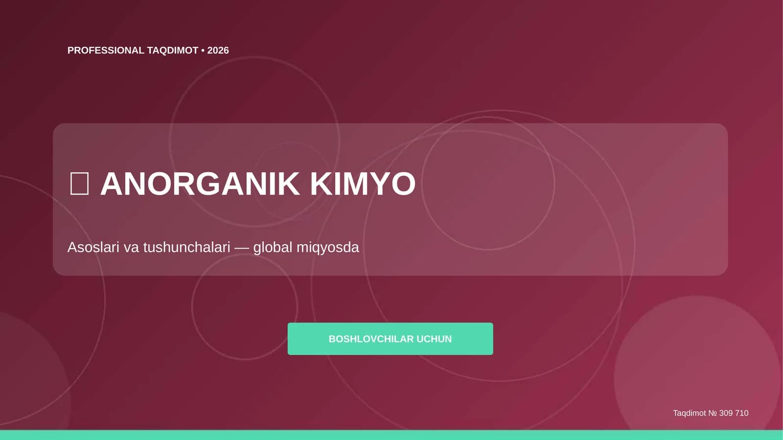 ANORGANIK KIMYO Asoslari va tushunchalari
