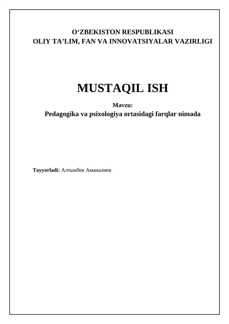 Pedagogika va psixologiya: Ta'riflar va asosiy tushunchalar