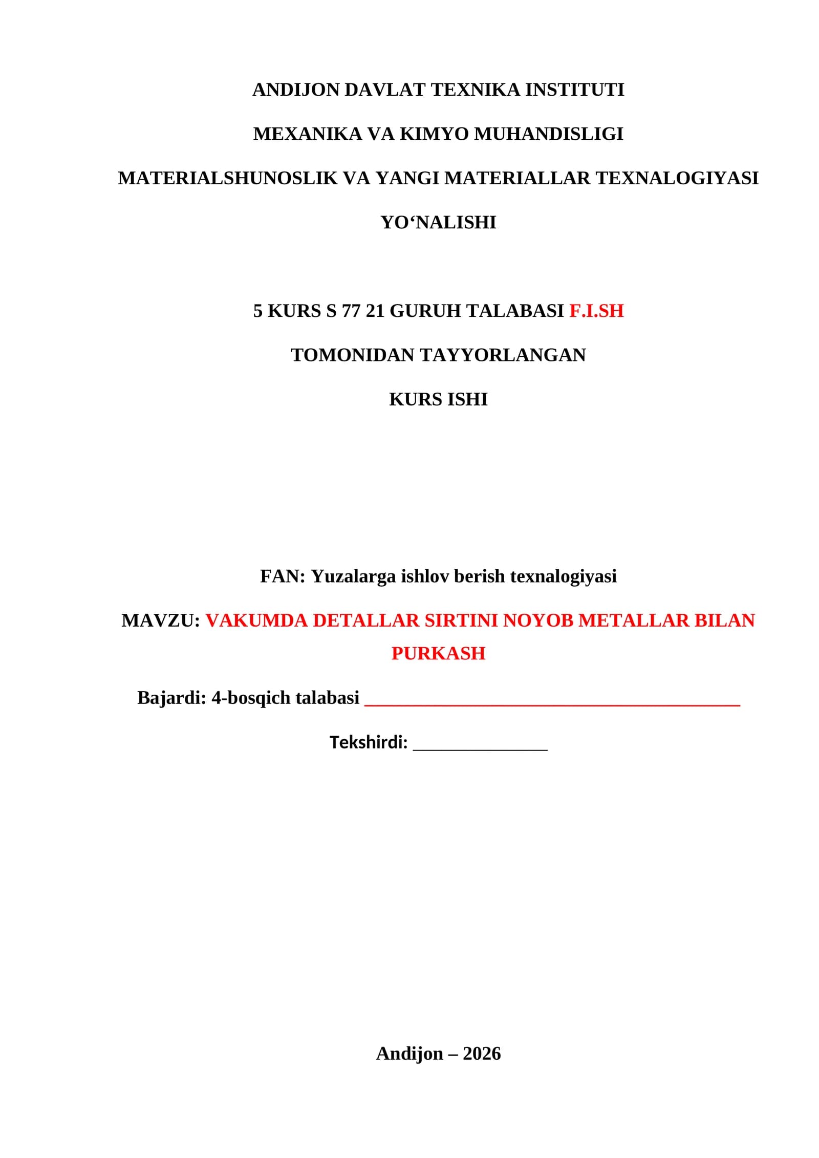 Vakuumda detallar sirtini noyob metallar bilan purkash