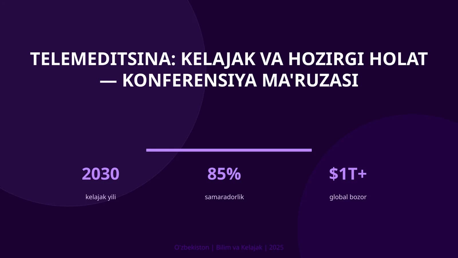 Telemeditsina: kelajak va hozirgi holat — konferensiya ma'ruzasi