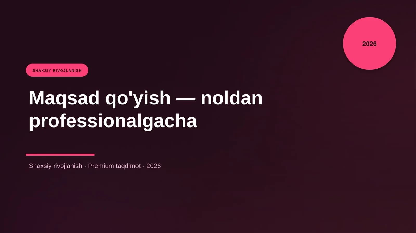 Maqsad qo'yish — noldan professionalgacha