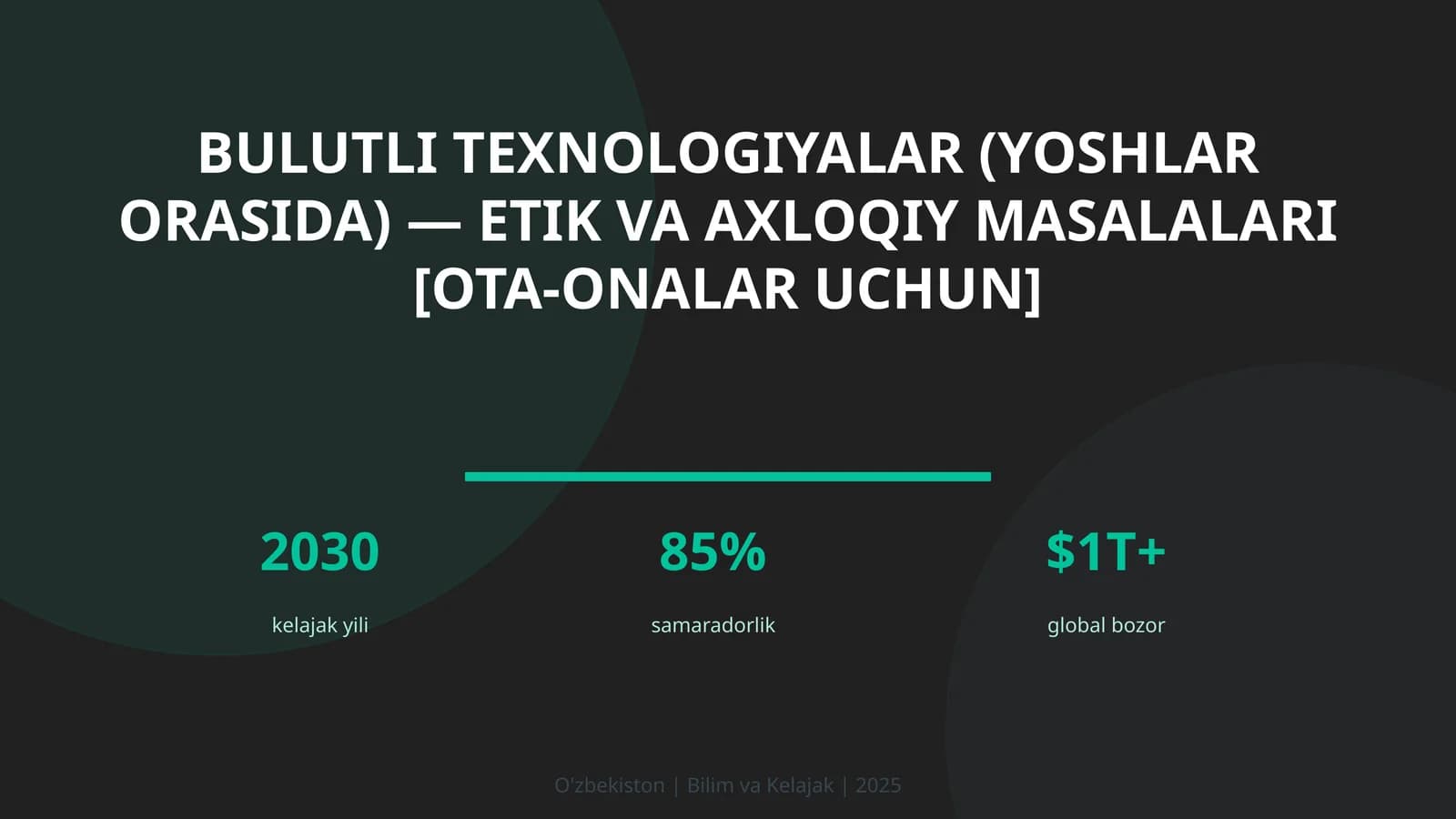 BULUTLI TEXNOLOGIYALAR (YOSHLAR ORASIDA) — ETIK VA AXLOQIY MASALALARI [OTA-ONALAR UCHUN]