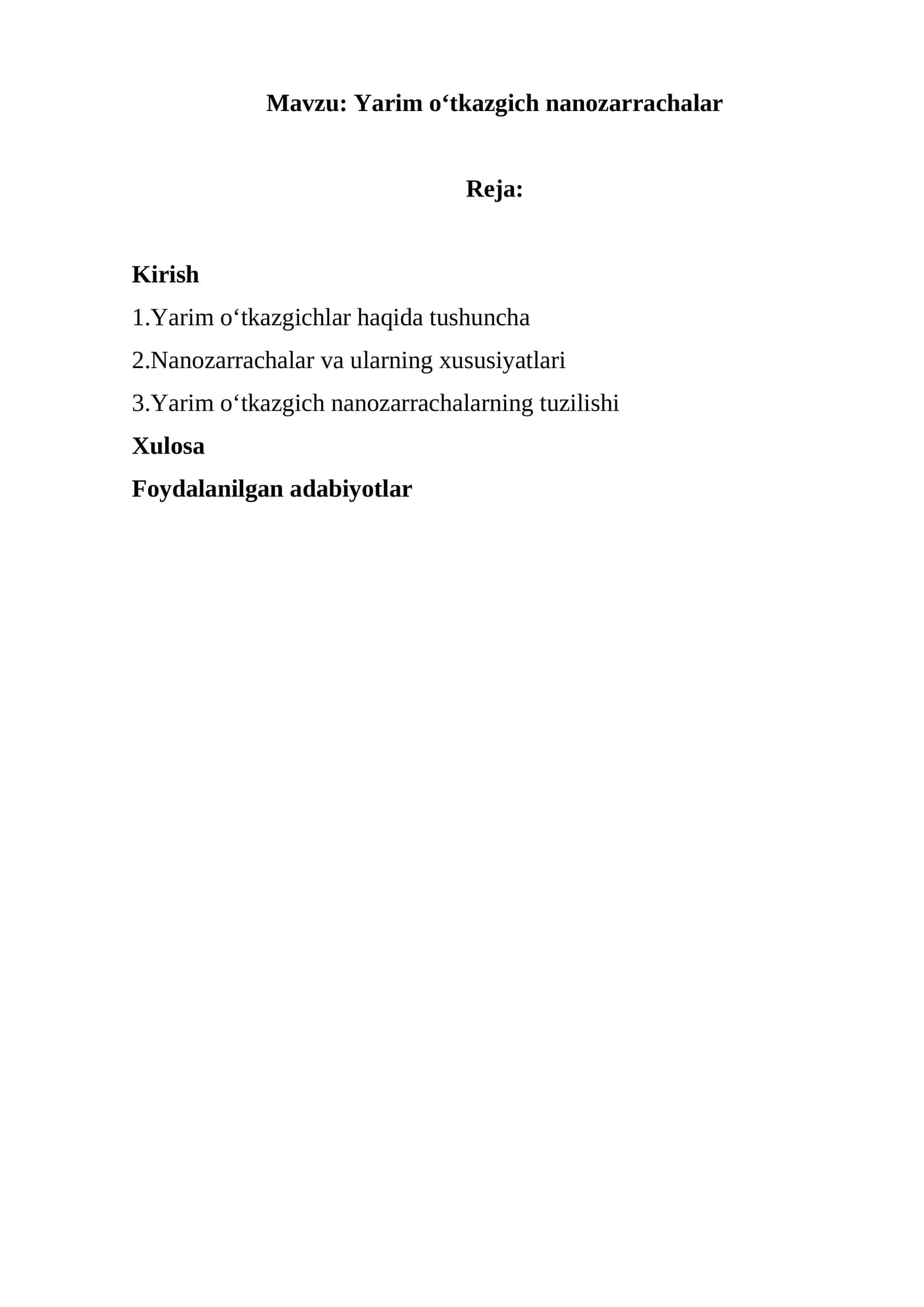 Yarim o‘tkazgich nanozarrachalar