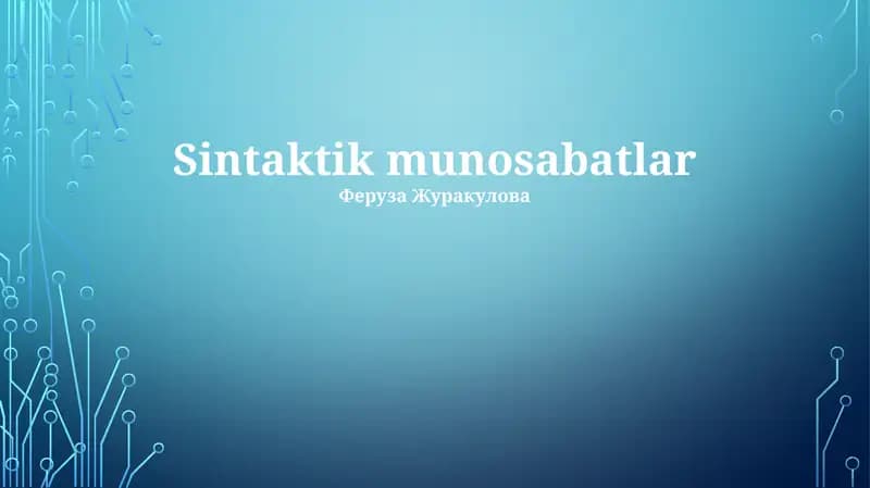 Sintaktik munosabatlar