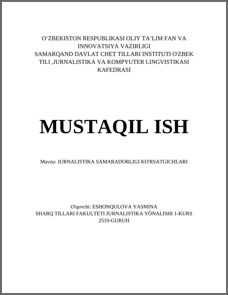 Jurnalistika samaradorligi ko'rsatgichlari