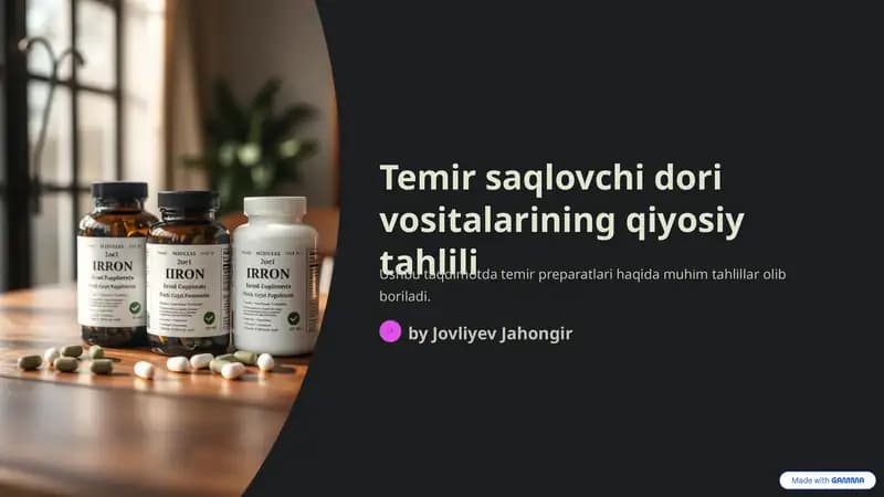 Temir saqlovchi dori vositalarining qiyosiy tahlili
