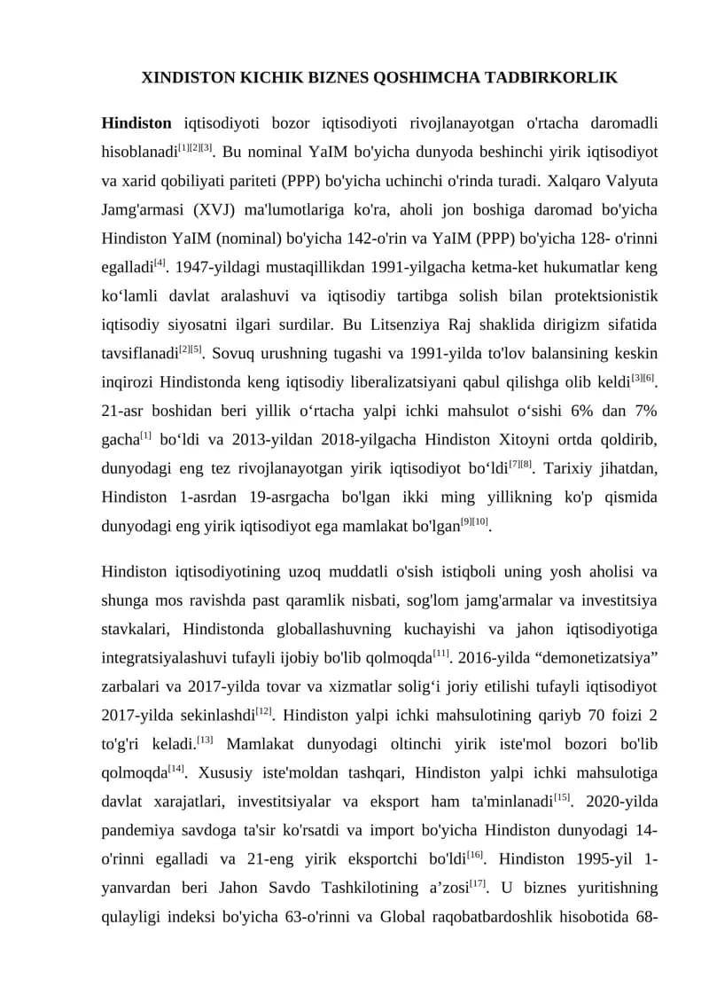 XINDISTON KICHIK BIZNES QOSHIMCHA TADBIRKORLIK