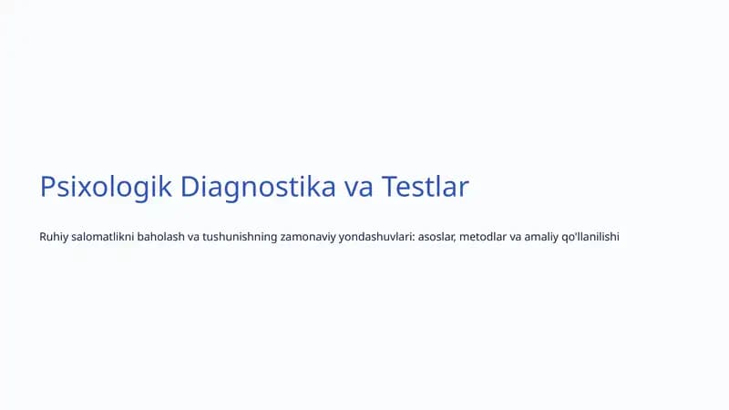 Psixologik Diagnostika va Testlar