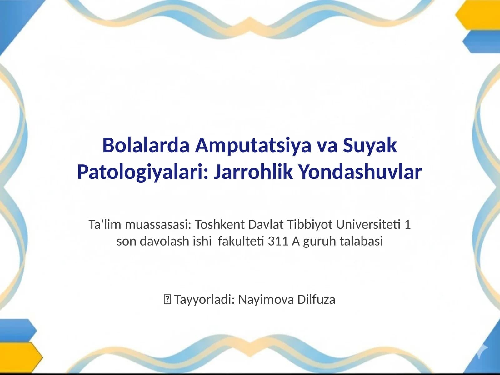 Bolalarda Amputatsiya va Suyak Patologiyalari: Jarrohlik Yondashuvlar