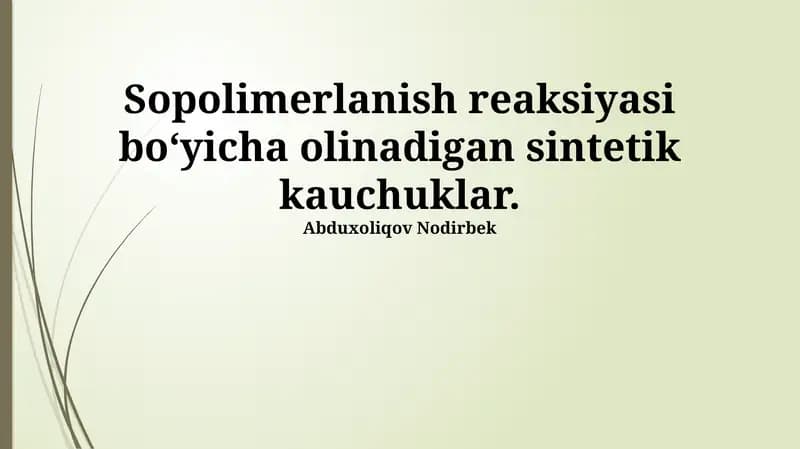 Sintetik Kauchuklar