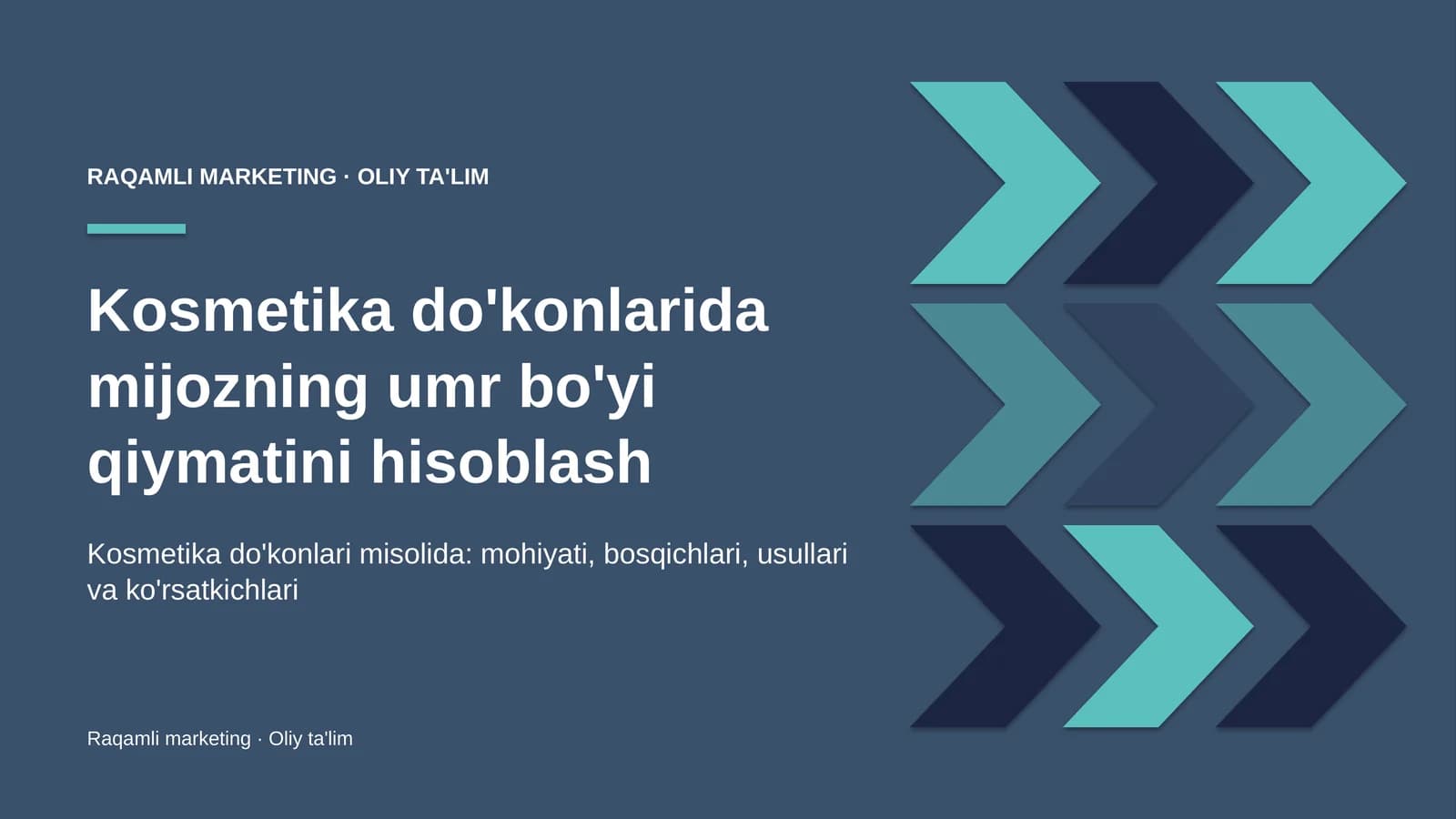 Kosmetika do'konlarida mijozning umr bo'yi qiymatini hisoblash