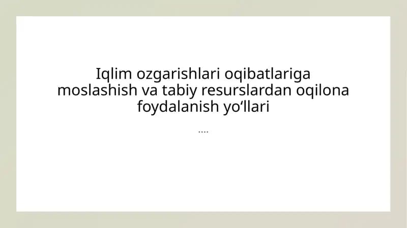Iqlim o'zgarishlariga moslashish strategiyalari