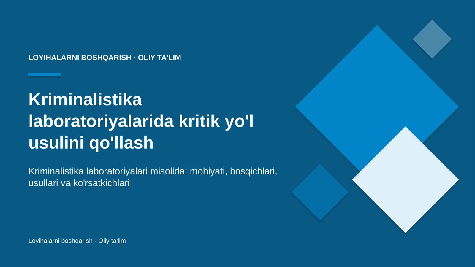 Kriminalistika laboratoriyalarida kritik yo'l usulini qo'llash