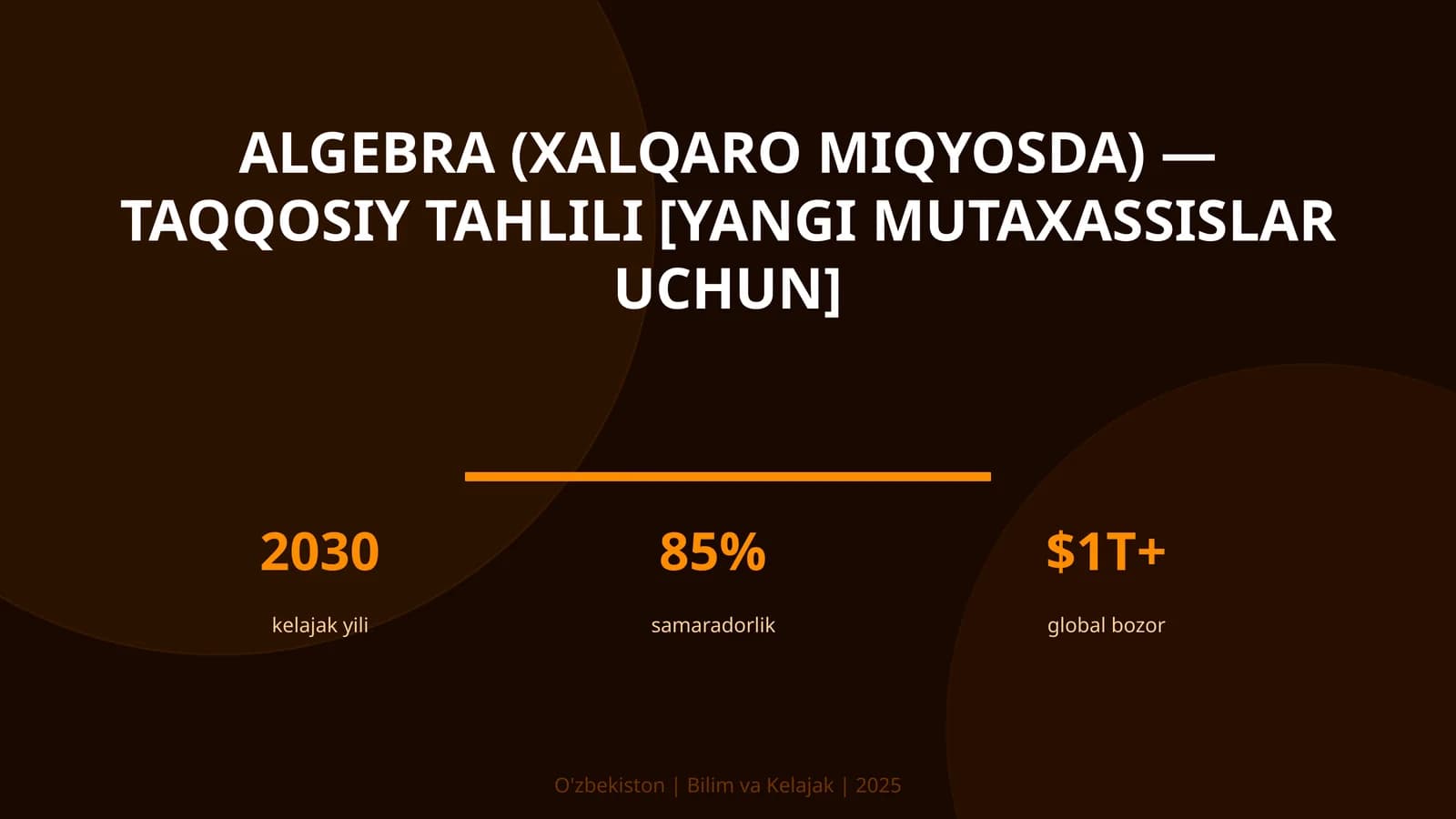 Algebra (xalqaro miqyosda) — taqqosiy tahlili [yangi mutaxassislar uchun]