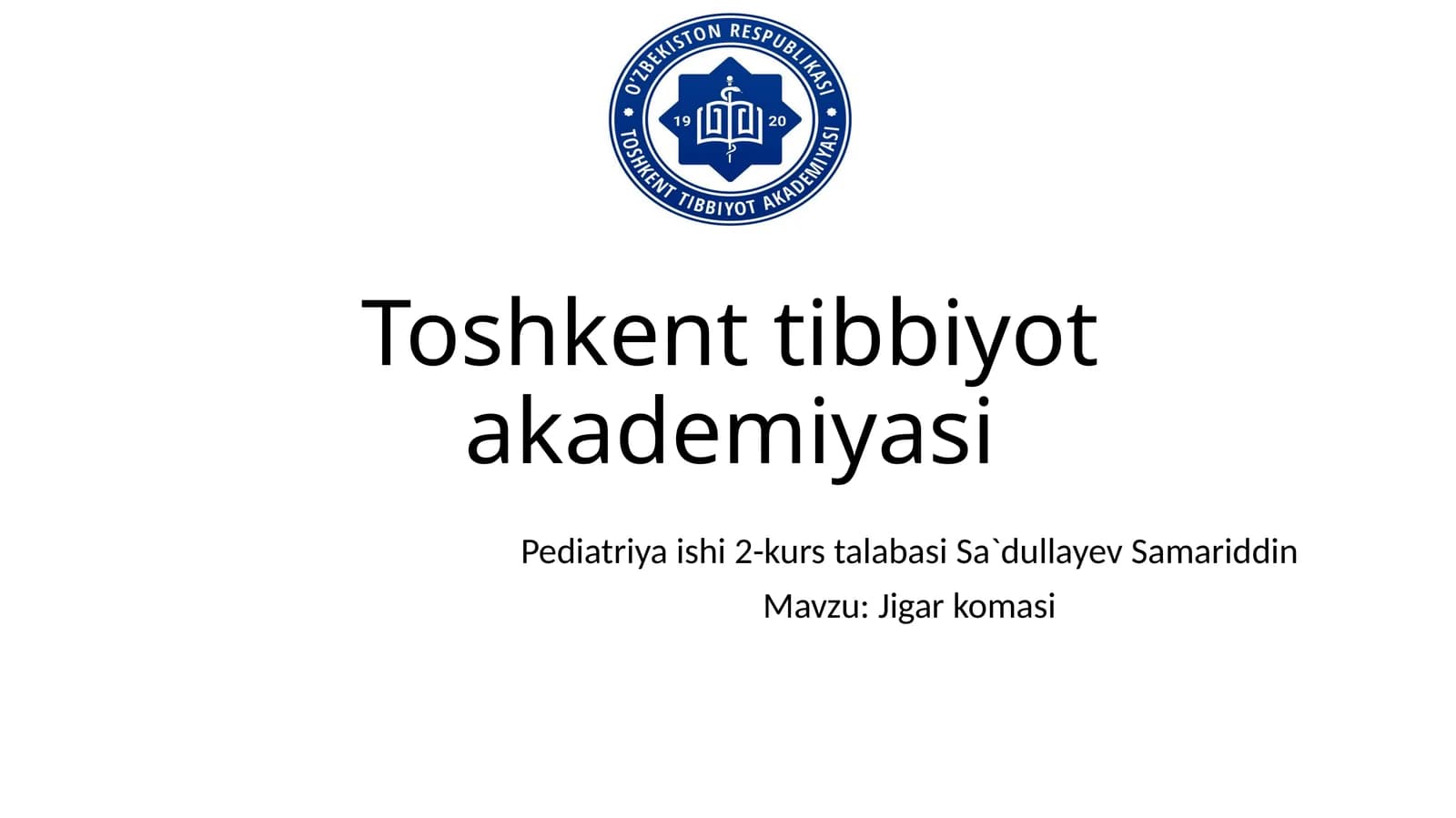 Pediatriya ishi 2-kurs talabasi Sa'dullayev Samariddin