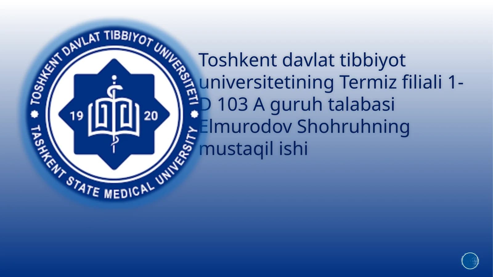 Biologik to’qimalar va qattiq jisimlarning zichligini aniqlash