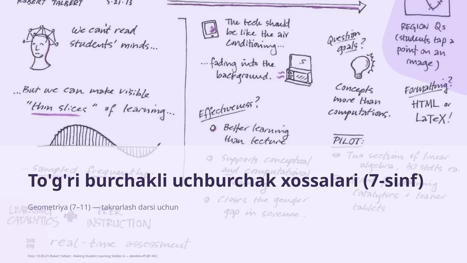 To'g'ri burchakli uchburchak xossalari (7-sinf)