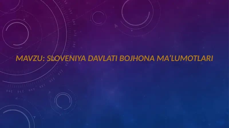 Sloveniya davlati bojhona ma’lumotlari