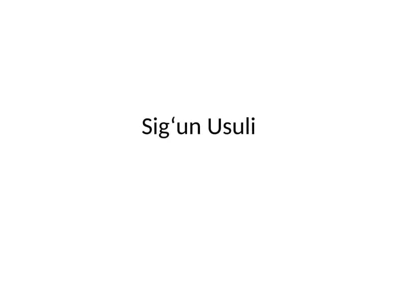Sig‘un Usuli