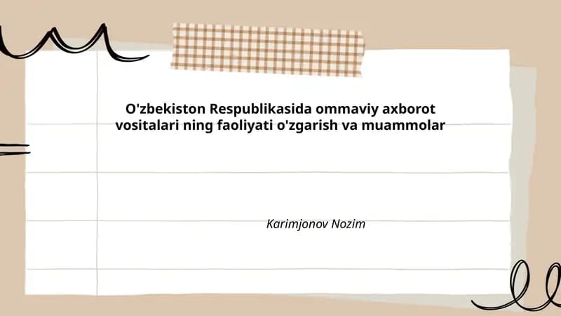 OAVni tartibga soluvchi qonunchilik va uning amaliyoti: muammolar va takomillashtirish zarurati