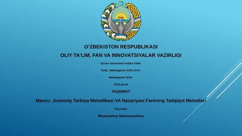 Jismoniy Tarbiya Metodikasi VA Nazariyasi