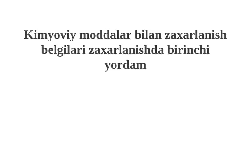 Kimyoviy zaharlanishning belgilari