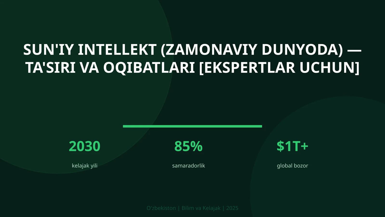 Sun'iy intellekt (zamonaviy dunyoda) — ta'siri va oqibatlari [ekspertlar uchun]