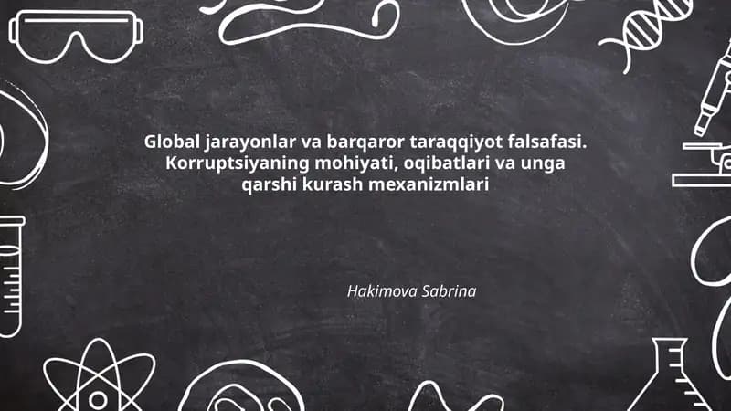 Global jarayonlar va barqaror taraqqiyot falsafasi