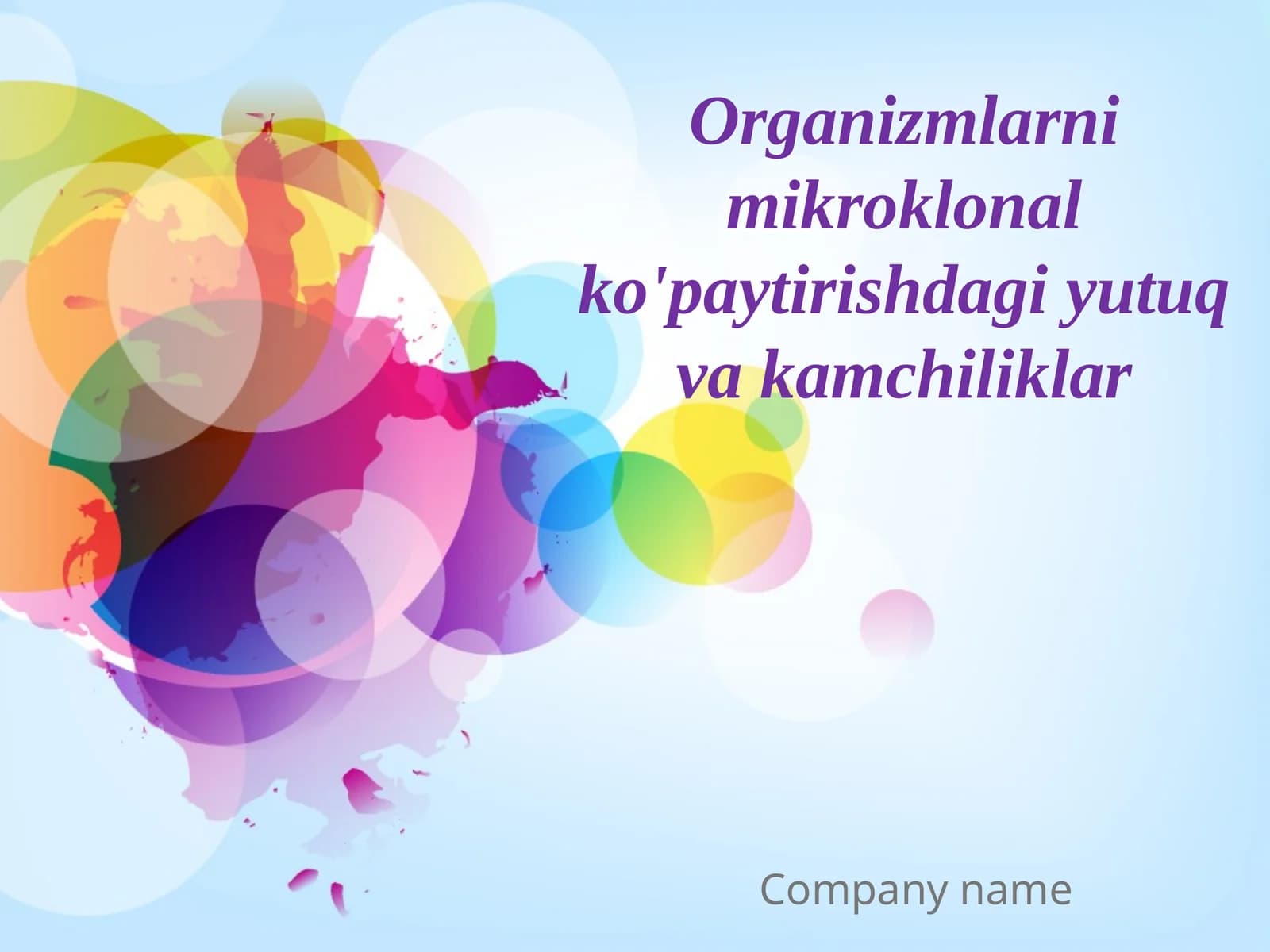 Organizmlarni mikroklonal ko'paytirishda giyutuq vakamchiliklar