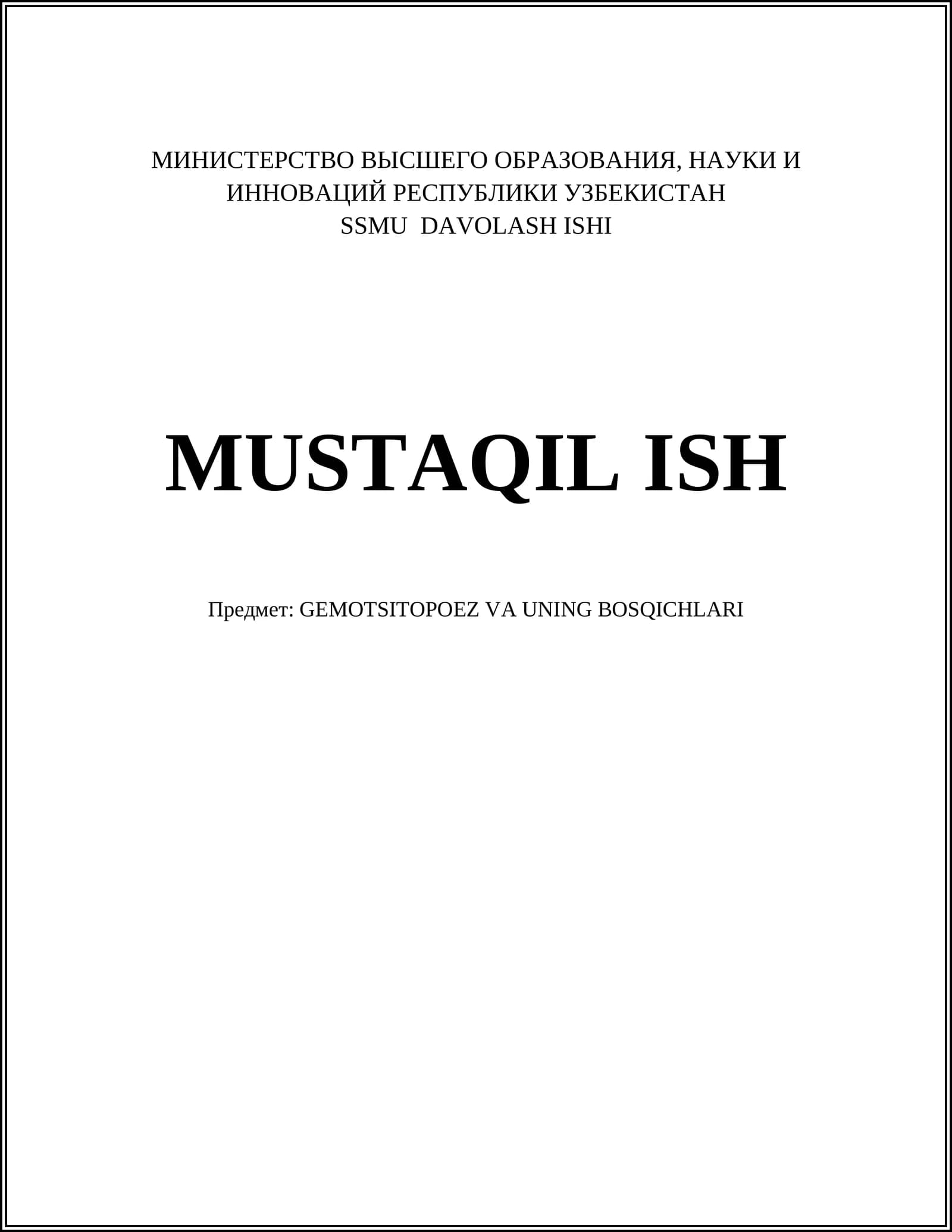 GEMOTSITOPOEZ VA UNING BOSQICHLARI