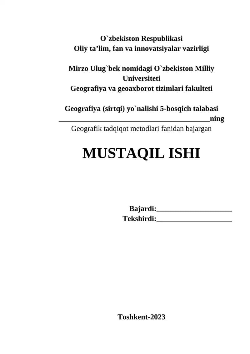 Umumgeografik metodlarni tahlil qilish