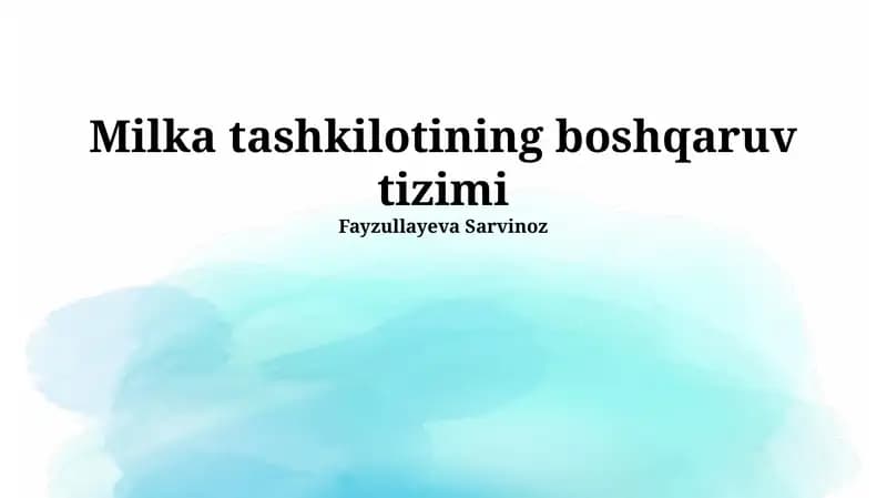 Milka Tashkilotining Boshqaruv Tizimi