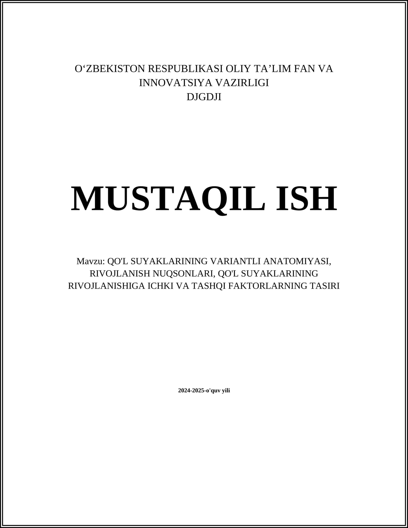 QO'L SUYAKLARINING VARIANTLI ANATOMIYASI