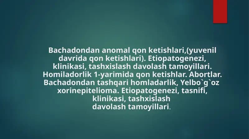 Bachadondanomalqonketishlari