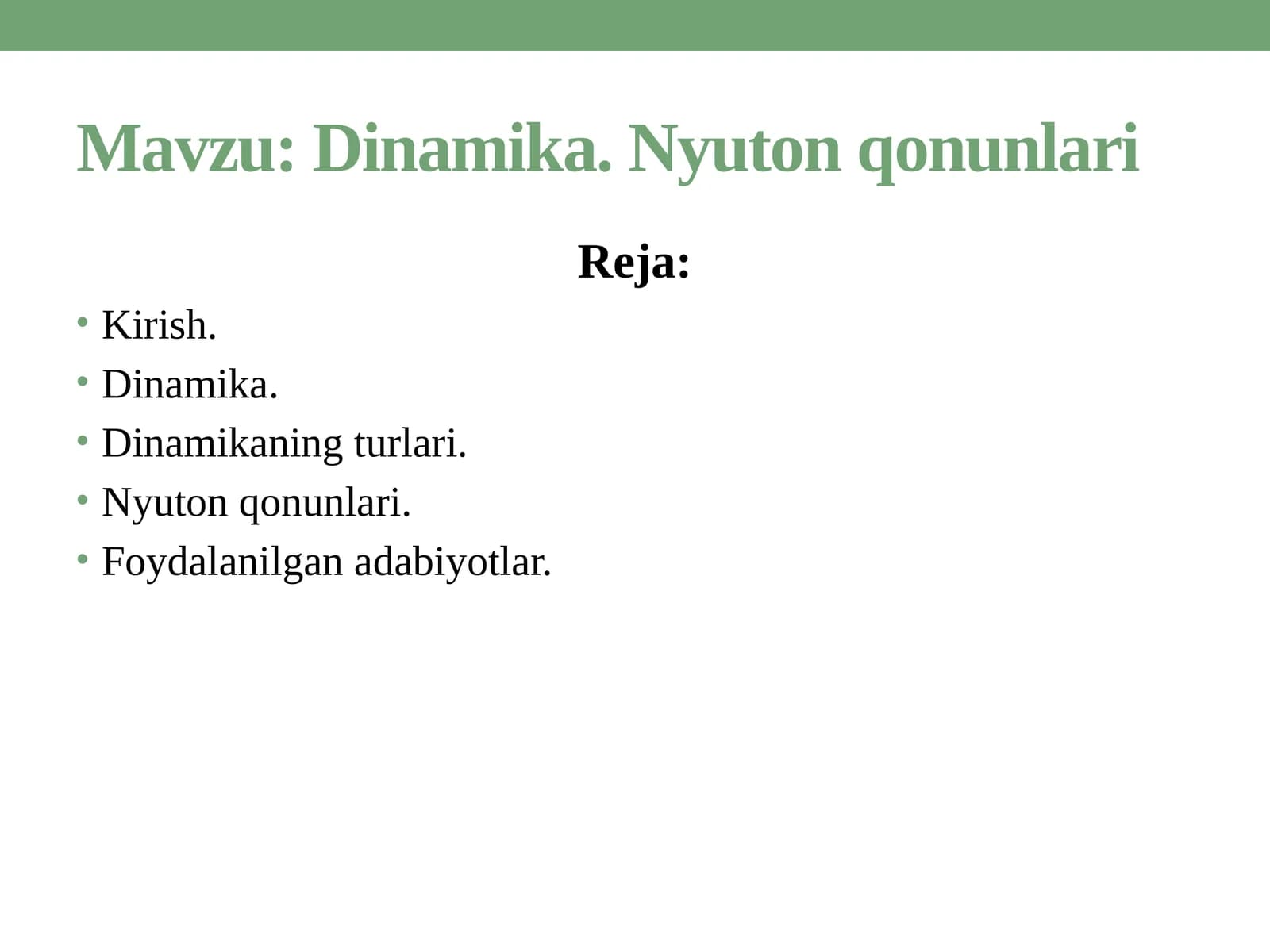 Dinamika. Nyuton qonunlari