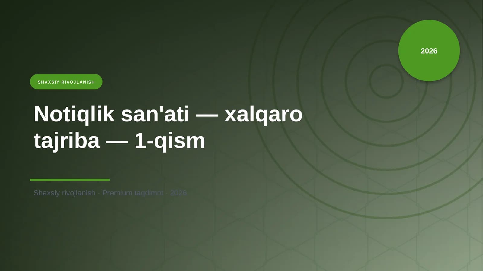 Notiqlik san'ati — xalqaro tajriba — 1-qism