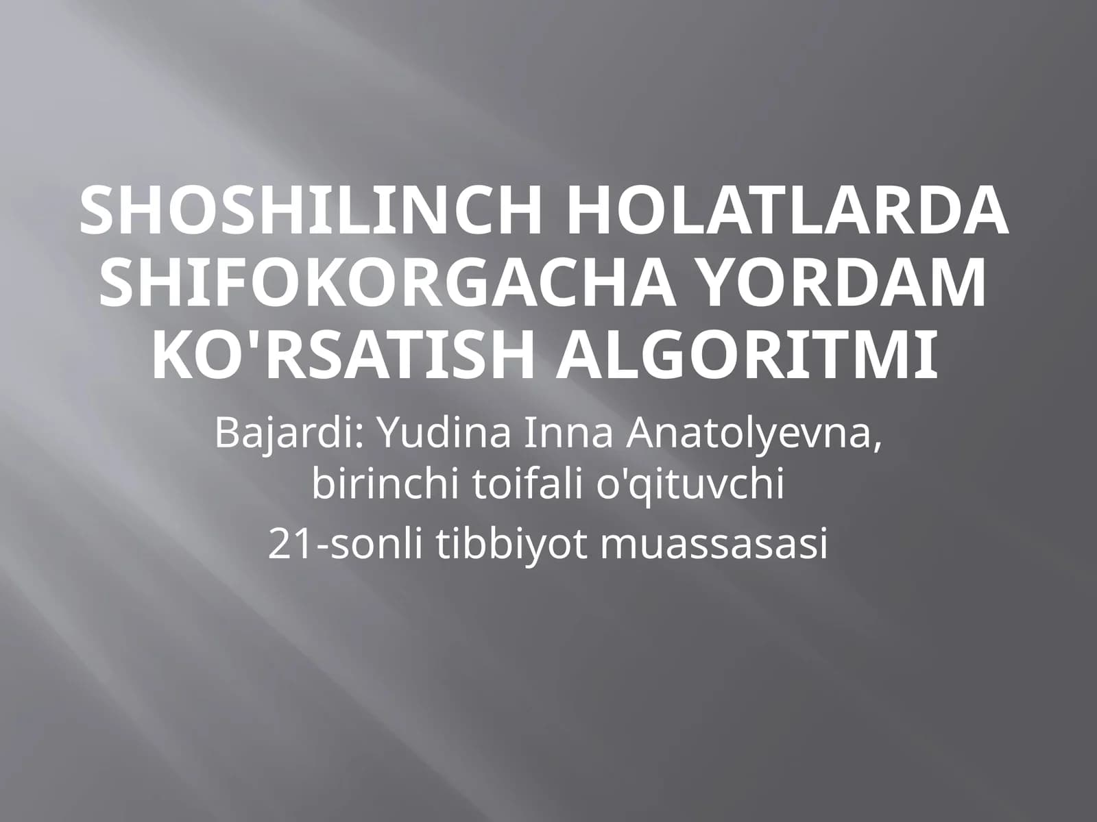 Psixiatriyada shoshilinch holatlar va shifokorgacha yordam