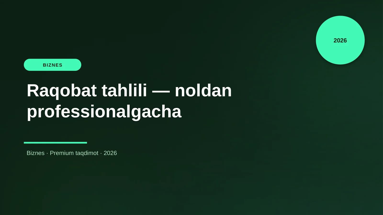 Raqobat tahlili — noldan professionalgacha