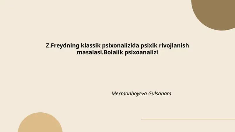 Psixoanalizning asosiy tushunchalari